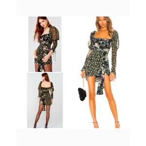 Revolve For Love & Lemons Black Floral Mini Dress XS